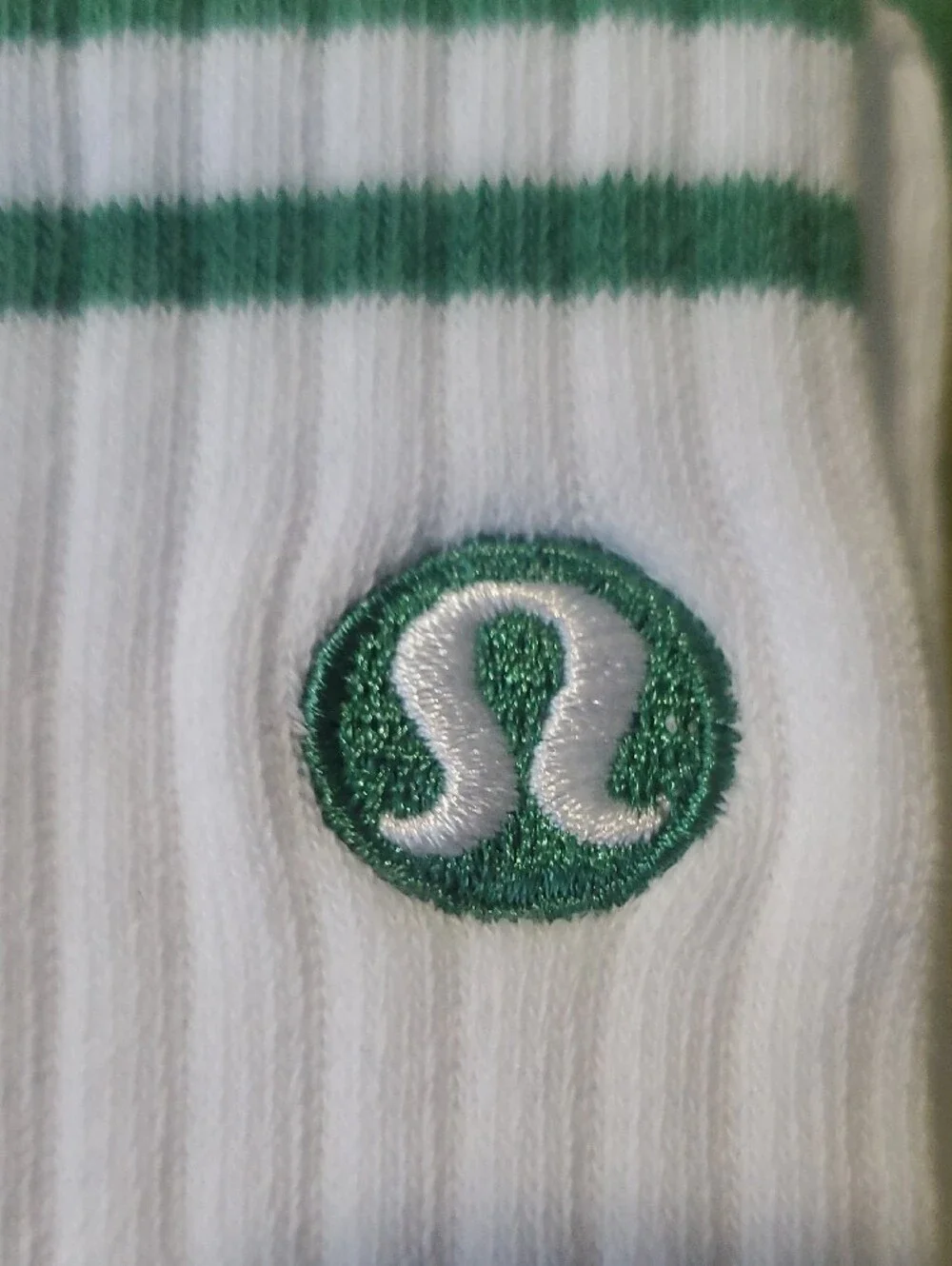 lululemon athletica Women’s White Crew Socks 2 Pairs -Green And Black Accents